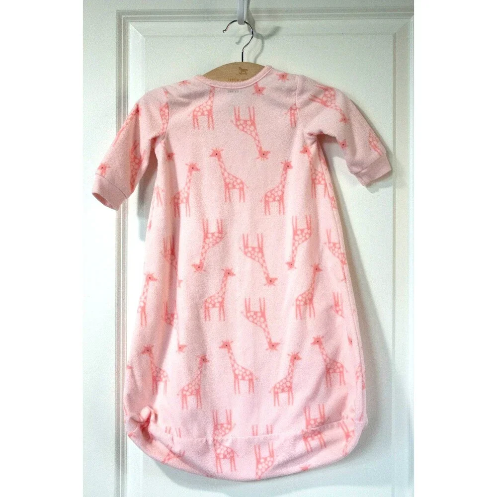 Just One You Carter's Fleece Sleep Sack Gown Pink Giraffes Girl Size 3-6 Months